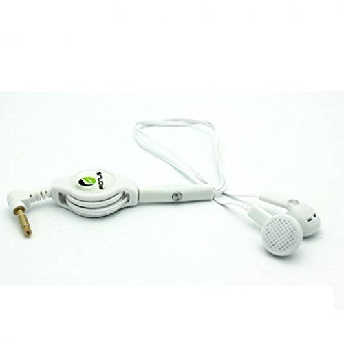 G7 ThinQ Compatible Retractable Headset Hands-free w Mic Dual Earbuds Earphones Wired Headphones 3.5mm [White] for LG G7 ThinQ