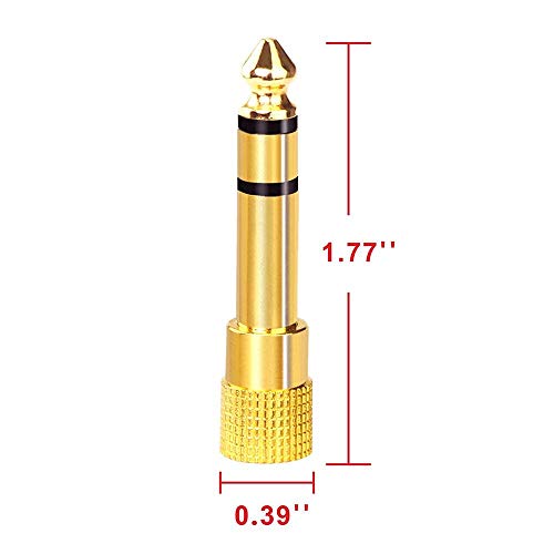 VCE 2 Pack 6.35mm to 3.5mm Male to Female Stereo Jack Adapter Bundle with 8 Pack Right Angle Banana Plugs, 90 Degree 4mm Gold Plated Dual Screw Type Speaker Connector