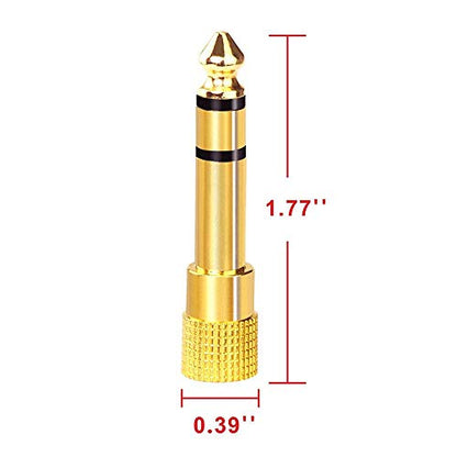 VCE 2 Pack 6.35mm to 3.5mm Male to Female Stereo Jack Adapter Bundle with 8 Pack Right Angle Banana Plugs, 90 Degree 4mm Gold Plated Dual Screw Type Speaker Connector