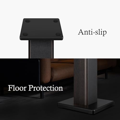 Elimavi 22.64" Universal Floor Speaker Stands Pair, 150 lb Capacity, Black | Non-Slip Pads and Cable Ties, Easy Assembly for Bookshelf, Satellite and Studio Monitor Speakers - color: Black