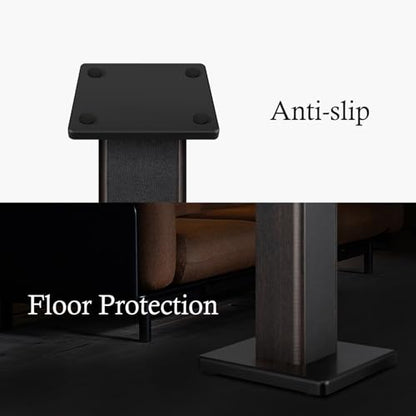 Elimavi 22.64" Universal Floor Speaker Stands Pair, 150 lb Capacity, Black | Non-Slip Pads and Cable Ties, Easy Assembly for Bookshelf, Satellite and Studio Monitor Speakers - color: Black