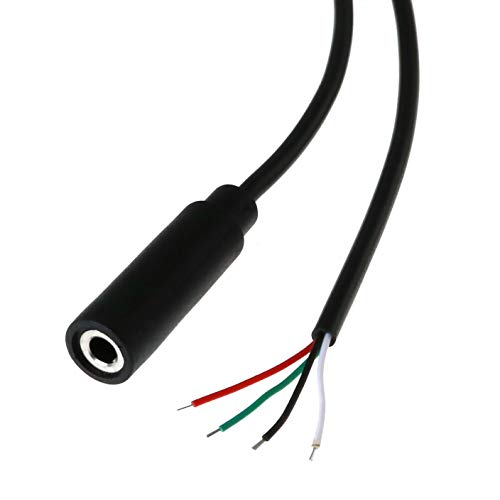E-outstanding 3.5mm Female Jack to Bare End 2PCS Black TRRS 4 Pole 1/8" Plug Connector Audio Cable for Headphone Headset Earphone - size: Female