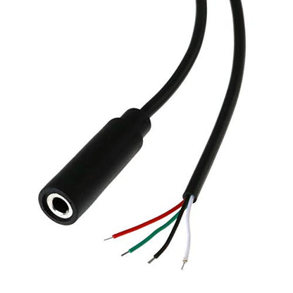 E-outstanding 3.5mm Female Jack to Bare End 2PCS Black TRRS 4 Pole 1/8" Plug Connector Audio Cable for Headphone Headset Earphone - size: Female
