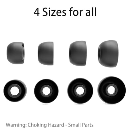 [8 Pairs] Replacement Silicone Ear Tips for Beats Flex - XS/S/M/L Sizes, Flexible Black Rubber Gel Earbuds Tips, Durable & Comfortable Fit