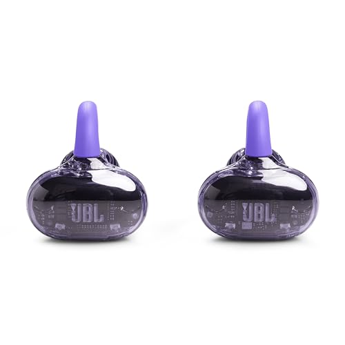 JBL Soundgear Clips Open Ear Headphones for Situational Awareness - Purple | Up to 32 Hours Total Playtime With Speed Charge, Sweat Resistant, Noise-Reducing Mics, App Control For Custom Audio - color: Purple