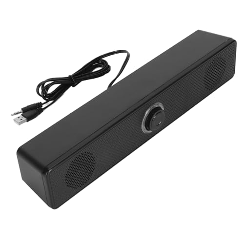 ANGGREK USB Computer Speakers, Prevent Magnetic Technology Volume Knob Wired Desktop Soundbar Simple for Laptop