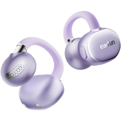 EarFun Clip 2 Open Ear Earbuds, Clip On Headphones, AI Translation Earbuds | LDAC, Hi-Res Audio, Bluetooth 6.0 for Running, Workout, 12mm Titanium Driver, 4 Mics AI Clear Call, Secure Fit, 40H, Violet - color: Violet