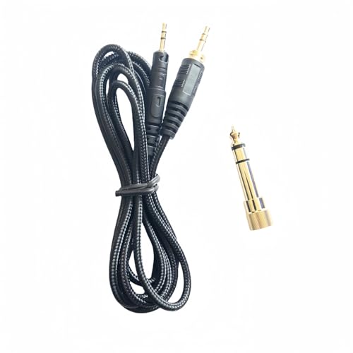 Replacement Audio Cable for Audio-Technica ATH-M50X M40X Headphones Black Braided Wire Cord with 6.35mm Adapter Length 1.5 Meters