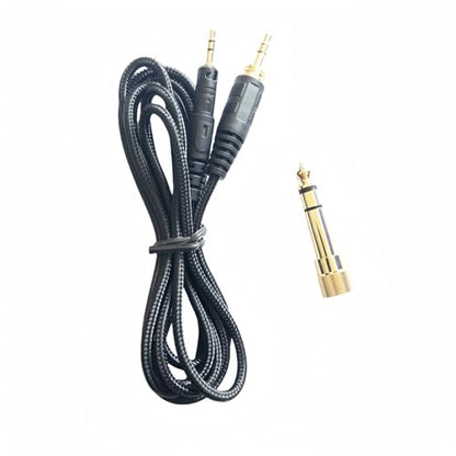 Replacement Audio Cable for Audio-Technica ATH-M50X M40X Headphones Black Braided Wire Cord with 6.35mm Adapter Length 1.5 Meters