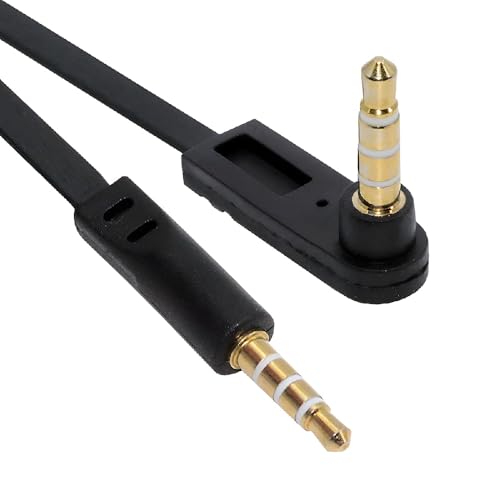 AUX 3.5mm 4 Poles Audio Stereo Cable Ultra Slim Flat Extension Speaker Male to Male 90 Degree Right Angled 15cm - style: 4 Poles male to female