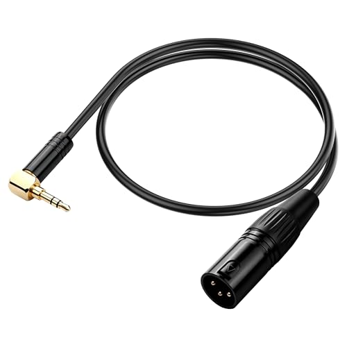 Right Angle 3.5mm TRS Male to XLR Male Balanced Audio Cable,1/8" to XLR Stereo Cable for Headphones, Microphone, Guitar (1.64FT/0.5M)