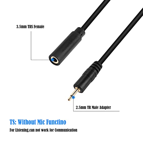 2.5mm to 3.5mm Adapter Cable，2 Pack 2.5mm Mono Male to 3.5mm TRS Female Audio Jack Short Cable for Smartphone Headphone etc(20cm