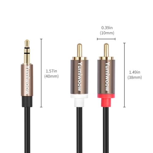 3.5mm to RCA Cable, 2 Pack RCA Male to Aux Audio Adapter, HiFi Sound, Metal Shell, RCA Y Splitter, 1/8 to RCA Connector for Phone, Speaker, MP3, Tablet, HDTV,3.3 FT