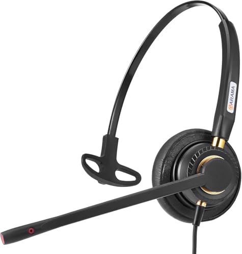 Arama USB Headset with Microphone for PC, Noise Cancelling & Audio Controls Ultra Comfort USB Headphone for Computer Laptop Pc Business Skype UC Webinar Call Center Office - color: Monaural-USB A