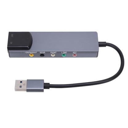 Yinhing External Sound Card, 5.1 7.1 Channel USB Audio Adapter with CM6206LX Chip Noise Reduction, for 98 7 8 Vista OS X