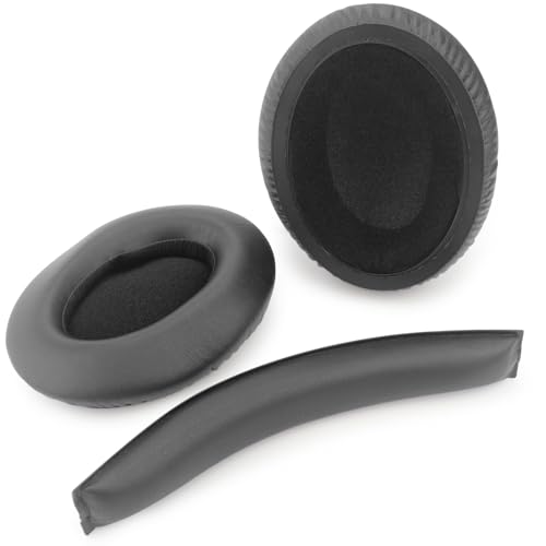 HD380 Ear Pads Headband Replacement Ear Cushions Compatible with Sennheiser HD380 Pro HD380 G4ME One PXC450 PC350 Headphones, Protein Leather Earmuffs Noise Isolation Memory Foam Earpads Cover - Black