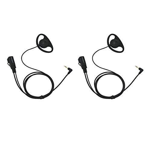 D Shape Clip-Ear Earpiece PTT with Mic Compatible with Motorola Talkabout T200 T400 T600 T800 T260TP MH230R MR350R MS350R MT350R MH230TPR MJ270R FRS/GMRS Two-Way Radios (2 Pcs) - size: 2 Pcs