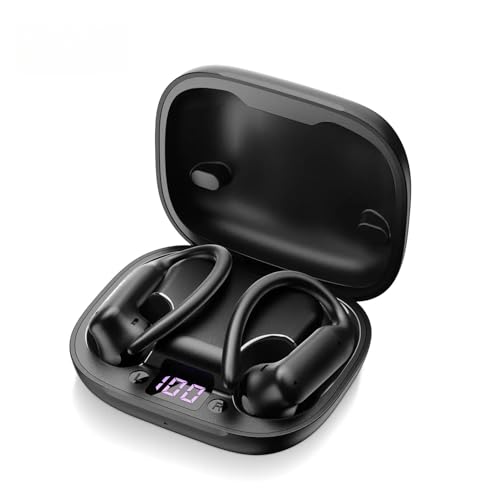 MS219 Ear-Hook in-Ear Bluetooth 6.0 Earbuds, IPX5 Waterproof Wireless Headphones with HD Calling, HiFi Sound for Workout Gym Running All-Day Wear (Black) - color: Black