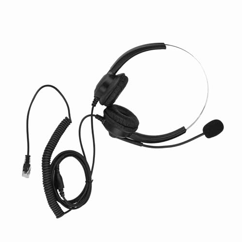Cordless Phone Headphones with Rotating Noise Cancelling Earmuffs, Lossless Sound for Customer Service Office Call Center - size: Tête droite de 3,5 mm