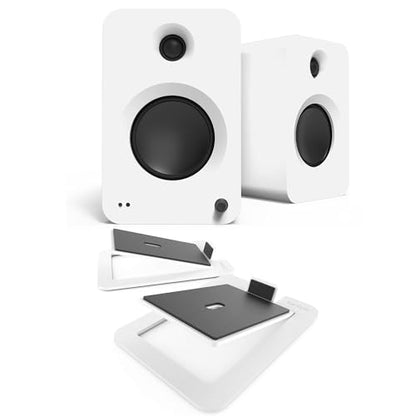 Kanto REN MW Bluetooth Powered Bookshelf Speakers - Matte White Pair S6W Angled Desktop Speaker Stands for Large Speakers - White Pair (2024) - size: REN MW, style: S6W