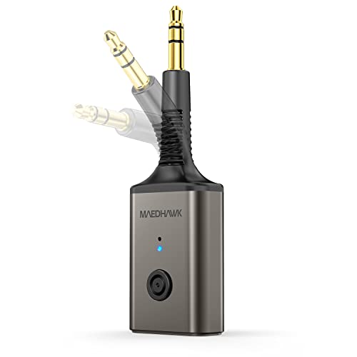 MaedHawk Rotatable Bluetooth 5.3 Wireless Aux Audio Receiver for car | Portable 3.5mm Bluetooth Adapter for Car Home Stereo Speaker Wired Headphones, Hands-Free Calls