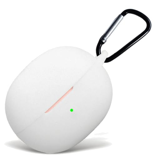 Silicone Protective Case for i121 Earbuds, Compatible with King Lucky Clip-On Open Ear Headphones, Full Cover Shockproof Anti-Scratch Case with Keychain Carabiner, Charging Port Access - color: White