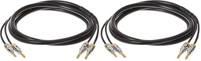 Amazon Basics Banana Plug 16AWG Speaker Cable Wire, CL2 Rated for in-Wall Use, Gold-Plated Banana-Tip Plugs (4mm), Oxygen-Free Copper, 6 Foot, Black (Pack of 2) - size: 6 Foot (Pack of 2)