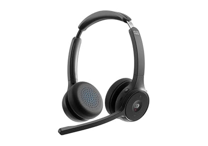 Cisco Headset 722, Wireless Dual On-Ear Bluetooth Headset with Webex Button, USB-A HD Bluetooth Adapter, Soft Case, Carbon Black, 2-Year Limited Liability Warranty (HS-WL-722-BUNA-C) - color: Carbon Black, size: Adjustable, style: Modern Black