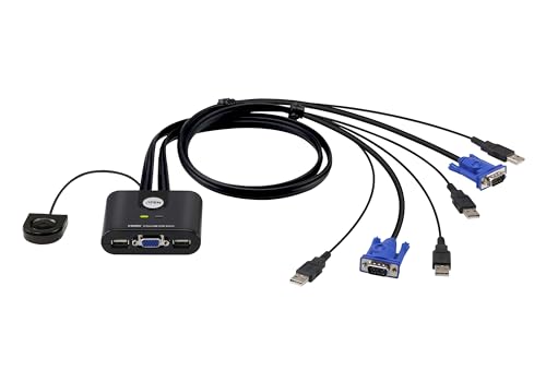 ATEN CS22U 2-Port USB VGA Cable KVM Switch with Remote Port Selector - size: VGA - DDC2B, style: US Version