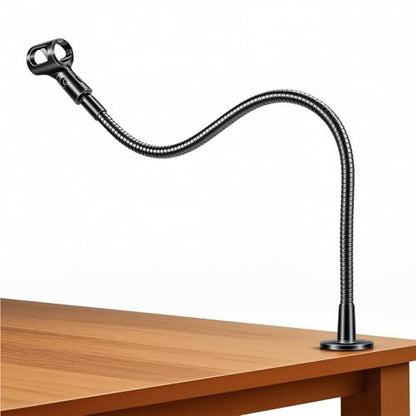 KF25 24-Inch Heavy-Duty Gooseneck Mic Stand with Flange Mount for Podium | Microphone holder for deep podiums and desks, up to 2.2 lb, with mic clip, 5/8-to-3/8 adapter, and 10 cable ties - size: 24-INCHS