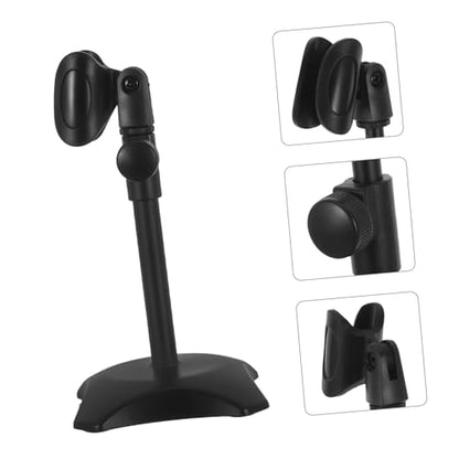 Alasum Microphone Base Stand with Mic Heavy-duty and Desktop Adjustable round Iron, Abs Material Holder Compatible with Heavyweight Handheld Microphones for Tabletop Interviews
