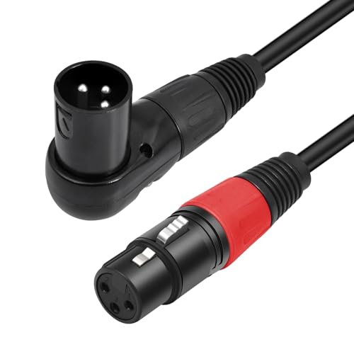Right Angle XLR Cable 3.3FT, 2Pack, Black, Straight Female to 90 Degree Male Microphone Cable Cord, 3Pin XLR Adapter for Sound Devices Mixer Recorder - size: 3.3FT, style: R/A Male to ST FM