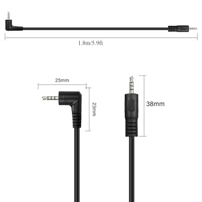 Right Angle 2.5mm Audio Aux Cable，90 Degree 2.5mm Male to Male TRRS Stereo Headset Headphone Jack Connector Cable for Headset Headphone Microphone（1.8M）