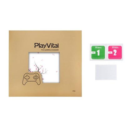 PlayVital Full Set Skin Sticker for ps5 Slim Console Disc Edition (The New Smaller Design), Vinyl Decal Cover for ps5 Controller & Headset & Charging Station & Media Remote - Falling Cherry Blossom - color: Falling Cherry Blossom
