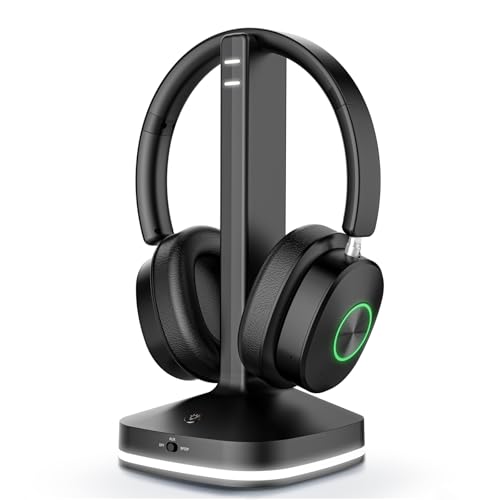Wireless Headphones for TV Watching, TV Headphones Wireless for Seniors with 3 Audio Modes, Bluetooth Headphone with Transmitter Charging Base, No Delay Over Ear Headset, Gifts for Parents/Elderly