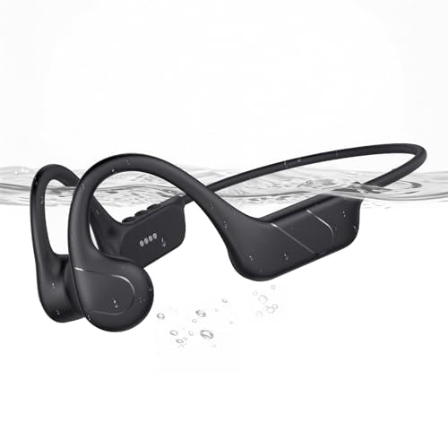 CXK Bone Conduction Headphones IPX8 Waterproof Swimming Headphones for Gym | Bluetooth 6.0 Open Ear Headphones with MP3 Mode, Built-in Memory, 12H Playtime, Underwater Headset Secure Fit for Cycling