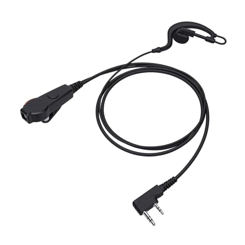 Yunseity 2 Pin Radio Earpiece, Clear Sound Quality Wired Earhook Headset with Mic Push to Talk Key, for HYT Puxing Radios