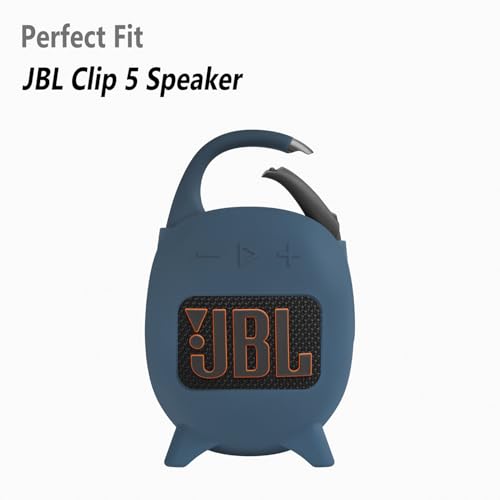 Geiomoo Silicone Carrying Case for JBL Clip 5, Protective Portable Scratch Shock Resistant Cover (Navy Blue) - color: Navy Blue