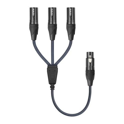3-Pin XLR Female to 3 Male Y Splitter Cable,3 Way XLR Splitter Cable Balance 1 Female to 3 Male Audio Cable for Mixer Microphone- 2Feet - size: 2Feet, style: XLR 1 F To 3 M