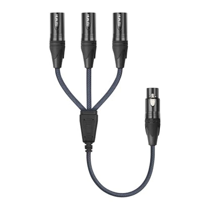 3-Pin XLR Female to 3 Male Y Splitter Cable,3 Way XLR Splitter Cable Balance 1 Female to 3 Male Audio Cable for Mixer Microphone- 2Feet - size: 2Feet, style: XLR 1 F To 3 M