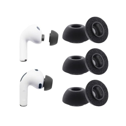 Klowcok Replacement Ear Tips for AirPods Pro 3(3rd Generation 2025), Medium | Memory Foam Earbuds Tips, Fit in The Charging Case, 3 Pairs, Black - size: Medium