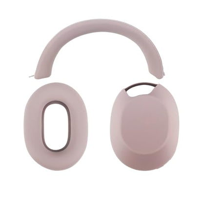 Adhiper XM5 Sweat Covers Accessories for Sony WH-1000XM5 - Smoky Pink | Soft Silicone Case, 3-in-1 Headphone Covers with Ear Cover & Headband Cover & Shell Protector, Sweatproof & Washable - color: Smoky Pink