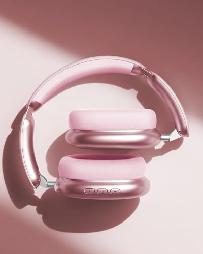 Wentronic Y02 Active Noise Cancelling Wireless Headphones, Pink | Over-Ear, Bluetooth, 60H Playtime,Crystal Clear Calls, Hi-Res Audio, Big Bass, Foldable Lightweight for Travel Home Office - color: Pink