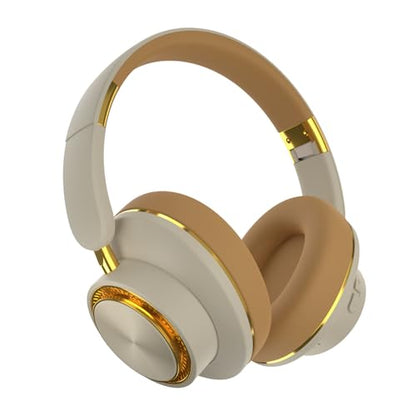 H8 BT 5.4 ANC Noise Cancelling Over-Ear Wireless Headphones(Khaki) | 120H Playtime,Deep Bass,HiFi Foldable,Soft Earmuffs &Light Weight,Driving,Home,Office,Travel,Women&Men - color: Khaki