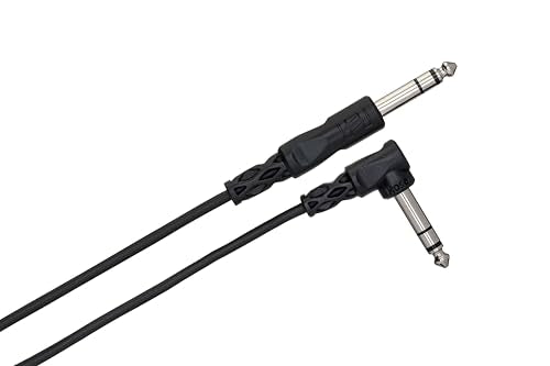 Hosa CSS-105R 1/4 Inch TRS to Right-angle 1/4 Inch TRS Balanced Interconnect Cable, 5 Feet