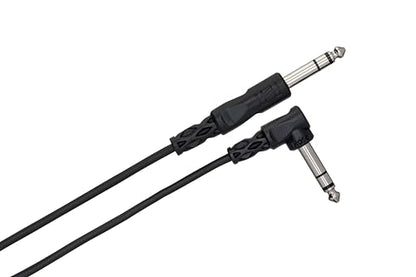 Hosa CSS-105R 1/4 Inch TRS to Right-angle 1/4 Inch TRS Balanced Interconnect Cable, 5 Feet