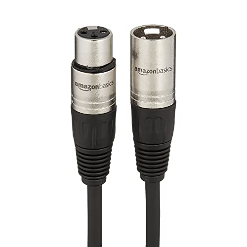 Amazon Basics XLR Microphone Cable for Speaker or PA System, Recording Studio, All Copper Conductors, 6MM PVC Jacket, 50 Foot, Black (Pack of 2) - size: 50 Feet (Pack of 2), style: 1-Pack