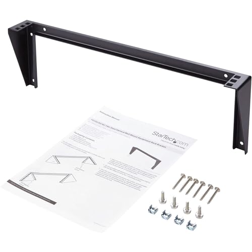 StarTech 1U Vertical Wall-Mount Patch Panel Rack, 125lb, TAA (RK119WALLV) | EIA-310 and REACH compliant, Ships assembled, 6 wood screws, 4 M5 cage nuts and screws, Any depth - size: 1U