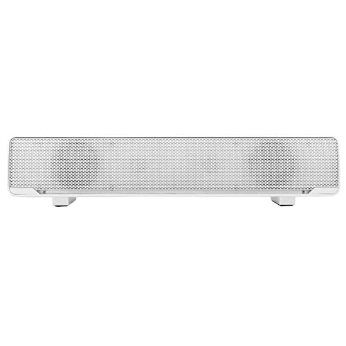 EVGATSAUTO 3.5mm Audio Soundbar with Bass Technology LED Light Volume Knob, USB Wired Stereo Speakers for PC Laptop Smartphone Tablet MP3 MP4 (White) - color: White