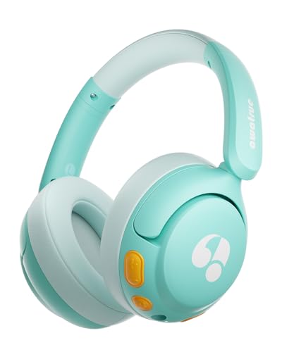 awatrue Kids Bluetooth Headphones, 85dB Volume Limiter, Green HK02 | Foldable Wireless, Bluetooth 5.4, 75H Playtime, Built-in Mic, for iPad & Travel - color: Green